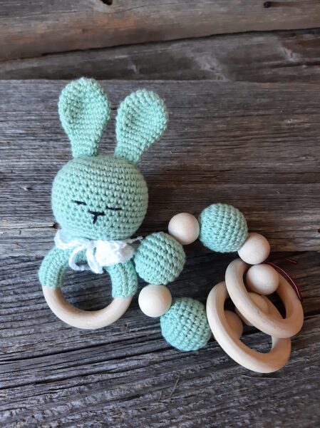 LaLu komplekts mazuļiem "Zaķēns". Grabulis zaķītis un graužamriņķis. Zobgrauzis. 